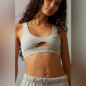 Playboy Gray Ribbed Sports Bra
